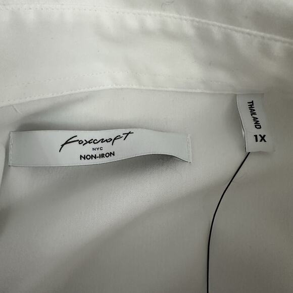 New Foxcroft Button Front Non Iron Shirt Womens 1X White Capsule Office Career - Picture 9 of 13